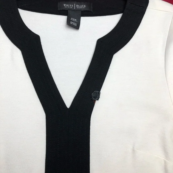 White House Black Market (WHBM) Black & White Ponte 3/4 Sleeve Tunic Top - Picture 6 of 11